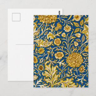 Carte Postale Vintage William Morris Cherwell Bleu Art Floral