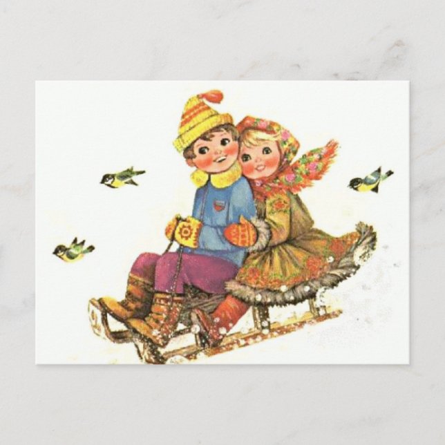 Carte postale Vintage Winter Sleigh Ride (Devant)