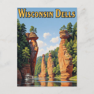 Carte Postale Vintage Wisconsin Dells Travel