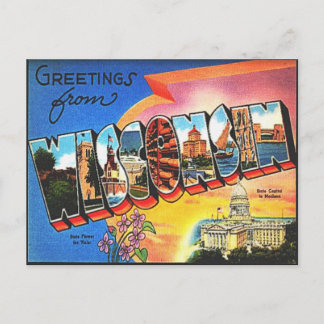 Carte Postale Vintage Wisconsin Voyage Rétro Vacances Salut