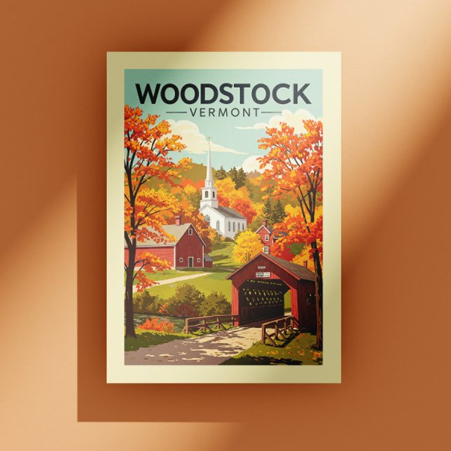 Carte Postale Vintage Woodstock Vermont (Créateur téléchargé)