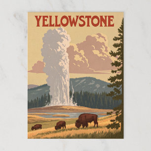 Carte Postale Vintage Yellowstone : Ancienne éruption de foi