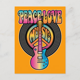 Carte Postale Vinyl Peace Love Music
