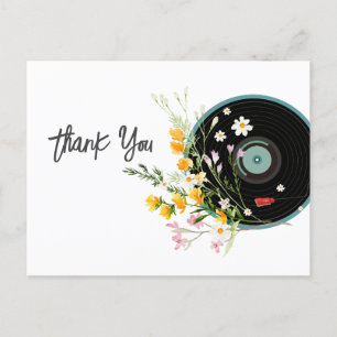 Carte Postale Vinyl Record, Oldies Musique rustique, fleurs