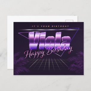 Carte Postale Viola Nom Prénom lila Date d'anniversaire