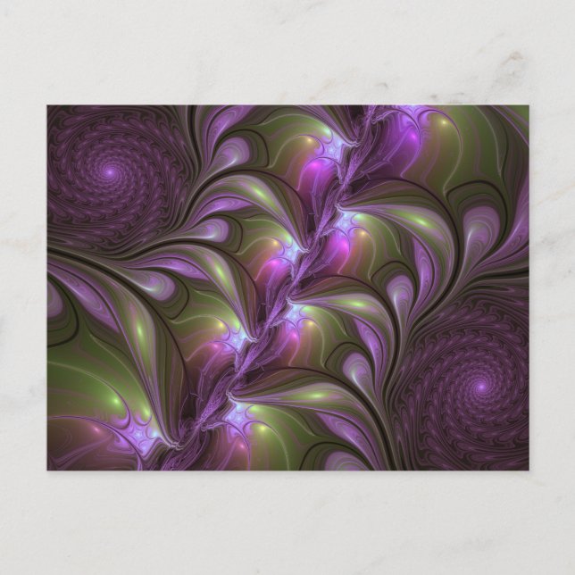 Carte Postale Violet Abstrait violet violet kaki fractal (Devant)