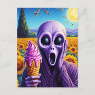 Carte Postale Violet Alien hurle dans le champ de tournesol Van 