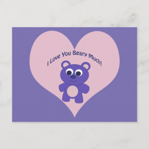 Carte Postale Violet Je t'aime beaucoup, fais attention !