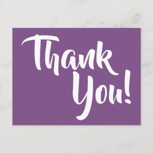 Carte Postale Violet violet et Merci de calligraphie blanche