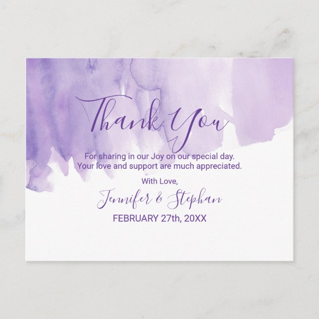 Carte Postale Violet violet Merci d'aquarelle (Devant)