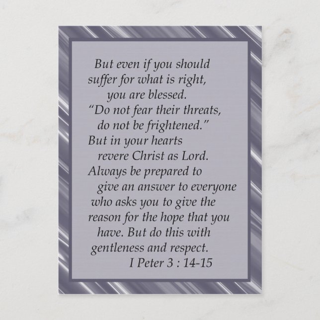 Carte postale violette "N'ayez pas peur" Bible Ver (Devant)