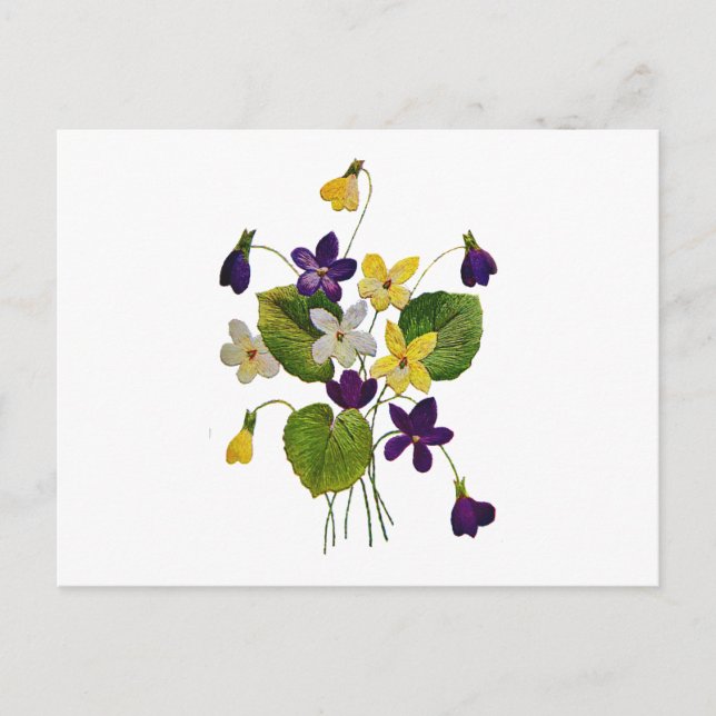 Carte Postale Violettes sauvages agressées faites dans la broder (Devant)