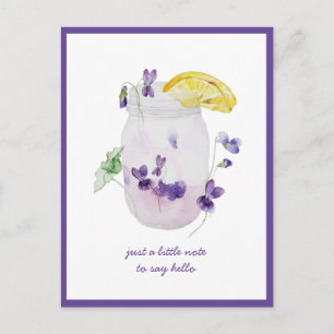 Carte Postale Violettes violettes, Lemonade Mason Jar Penser à v