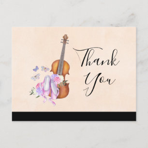 Carte Postale Violon, Chaussures de ballet, et papillons