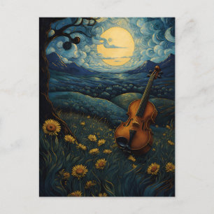 Carte Postale Violon sous une nuit étoilée