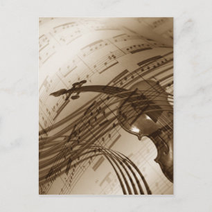 Carte Postale Violon vintage et Partition