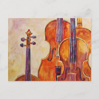 Carte Postale Violons aquarelles