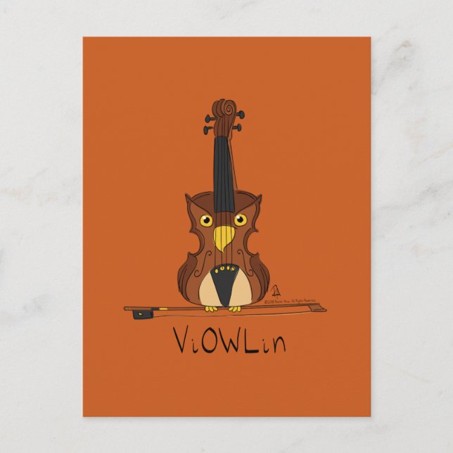 Carte postale ViOWLin Chouette violon (Devant)
