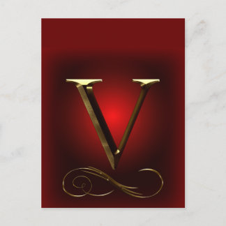 Carte Postale VIP Gold "V" monogramme en rouge et noir