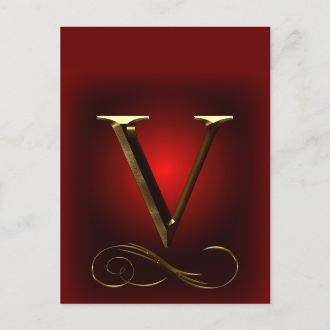 Carte Postale VIP Gold "V" monogramme en rouge et noir (Devant)