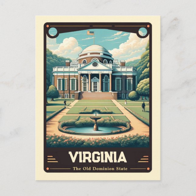 Carte Postale Virginia | Esprit patriotique Vintage (Devant)