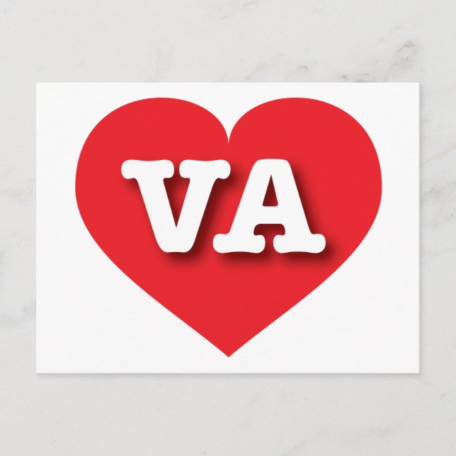 Carte Postale Virginia Red Heart - J'aime VA (Devant)