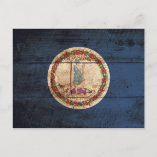 Carte Postale Virginia State Flag on Old Wood Grain