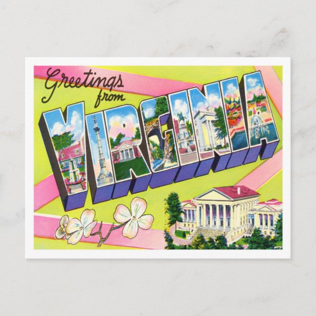 Carte postale Virginia Vintage Big Letters (Devant)