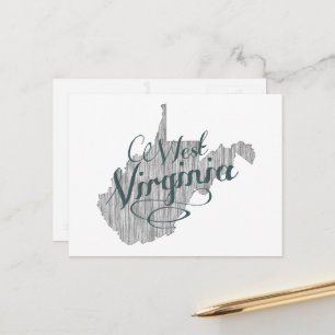 Carte Postale Virginie-Occidentale Formé Vintage Grey Typographi
