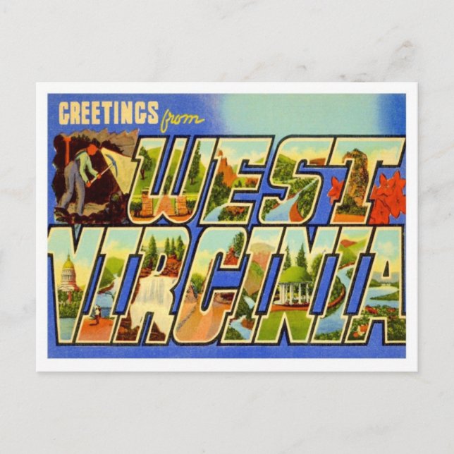 Carte Postale Virginie Occidentale Salutations Des États-Unis (Devant)