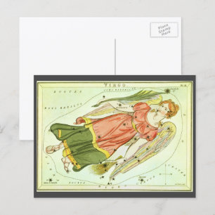 Carte Postale Virgo Virgin Vintage Constellation Urania le miroi