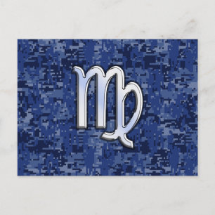 Carte Postale Virgo Zodiac Connexion Camouflage numérique bleu