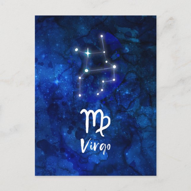 Carte Postale Virgo Zodiac Constellation Bleu Galaxie Céleste (Devant)