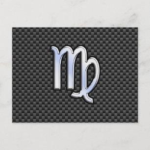Carte Postale Virgo Zodiac Sign on Charcoal Carbon Fiber Style