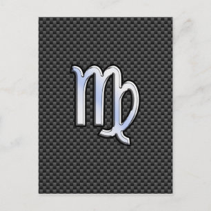 Carte Postale Virgo Zodiac Sign on Charcoal Carbon Fibre Print