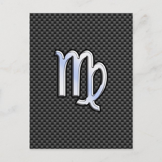 Carte Postale Virgo Zodiac Sign on Charcoal Carbon Fibre Print (Devant)