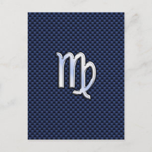 Carte Postale Virgo Zodiac Sign on Navy Blue Carbon Fiber Print