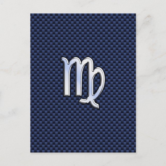 Carte Postale Virgo Zodiac Sign on Navy Blue Carbon Fiber Print (Devant)