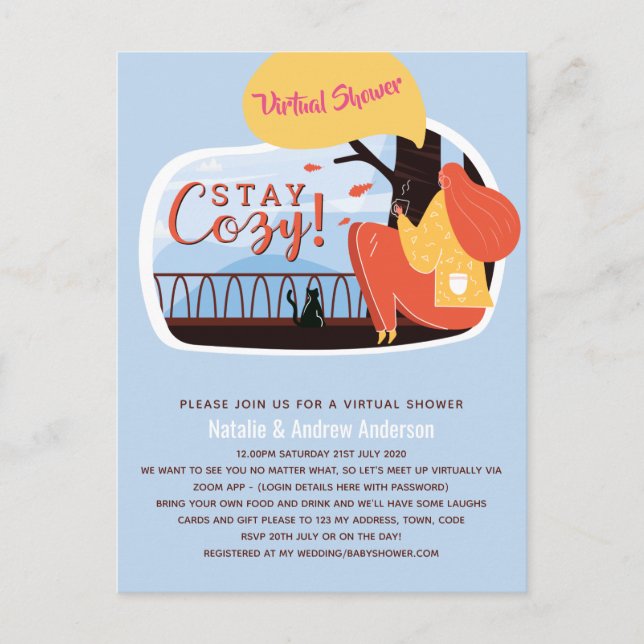 Carte Postale Virtual Party Baby Fête des mariées Anniversaire G (Devant)
