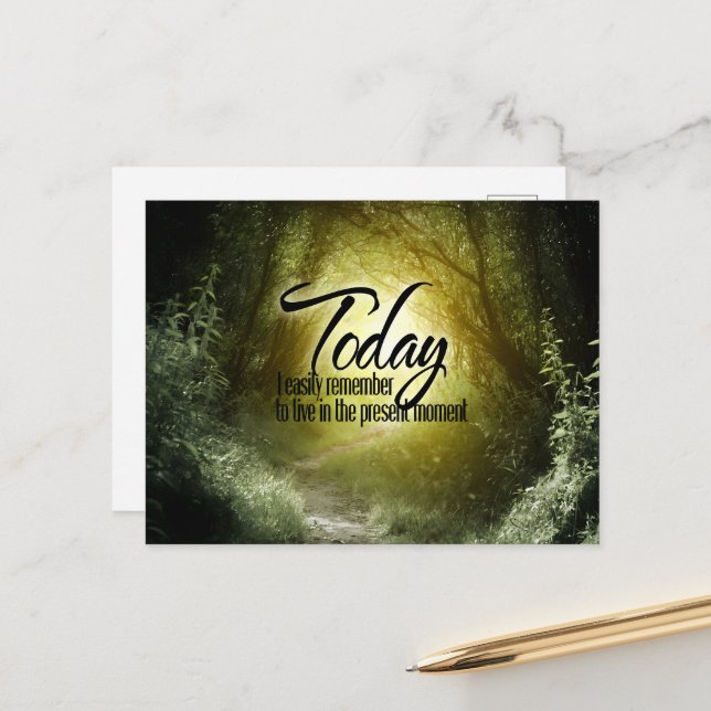 Carte Postale "Vis dans le présent" Motivation Affirmation (Devant/Arrière en situation)