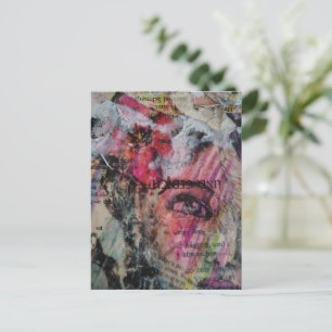 Carte Postale Visage abstrait unique et coloré en techniques mix