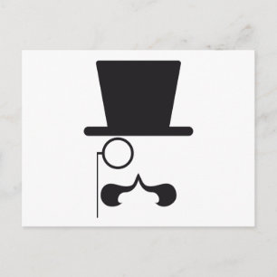 Carte Postale Visage avec casquette, moustache et lunette simple