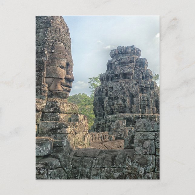 Carte Postale Visage de Bouddha en pierre au temple Bayon, Angko (Devant)