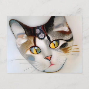 Carte Postale Visage de chat dans le style de Klimt art généré p