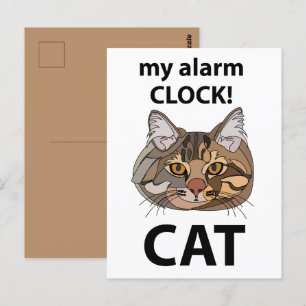 Carte Postale Visage de chat Mon réveil chat tigré
