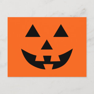 Carte Postale Visage de Citrouille Drôle Halloween