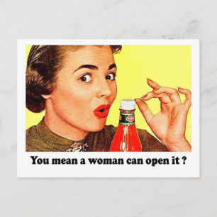 Carte Postale Visage de femme drôle avec bouteille, citation drô