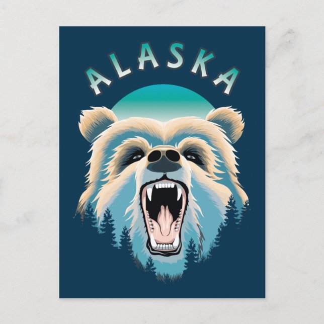 Carte Postale Visage de l'ours grizzli - Alaska Wildlife (Devant)
