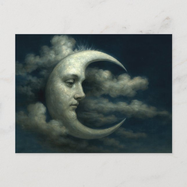 Carte Postale Visage de Lune Croissante (Devant)