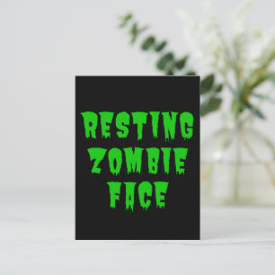 Carte Postale Visage de Zombie au Repos - Drôle d'Halloween 2022